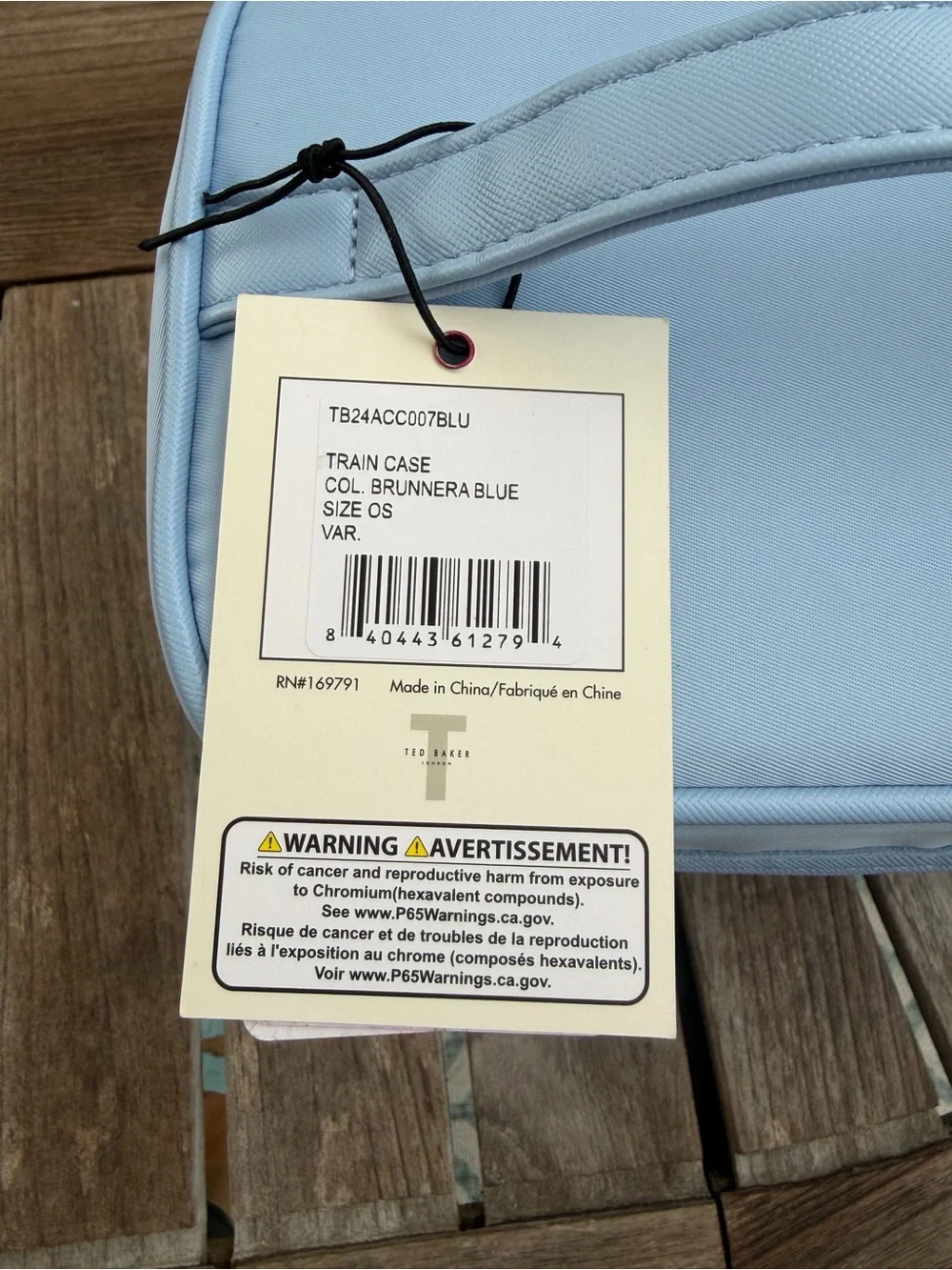 NWT Ted Baker London Nylon Train Case Cosmetic Travel Bag - Brunnera Blue